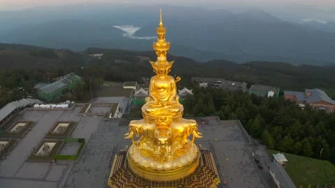 Drone view of emei mountain jinding scenic Stock Footage 134672767