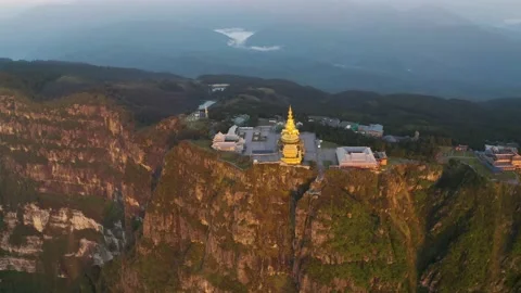 Drone view of emei mountain jinding scenic Stock Footage 134672874