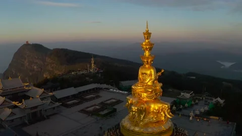Drone view of emei mountain jinding scenic Stock Footage 134673042