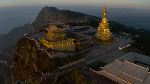 Drone view of emei mountain jinding scenic Stock Footage 134673209
