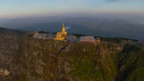 Drone view of emei mountain jinding scenic Stock Footage 134673411
