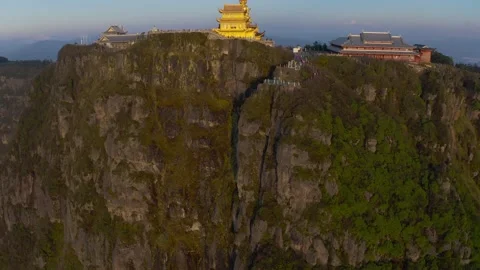 Drone view of emei mountain jinding scenic Stock Footage 134673512