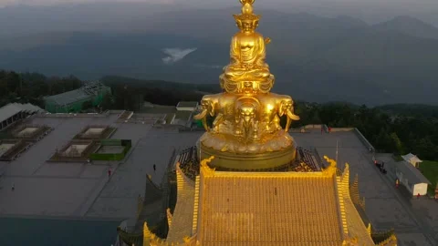 Drone view of emei mountain jinding scenic Stock Footage 134673565