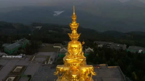 Drone view of emei mountain jinding scenic Stock Footage 134673586