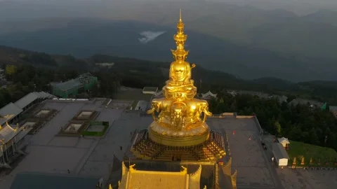 Drone view of emei mountain jinding scenic Stock Footage 134673636