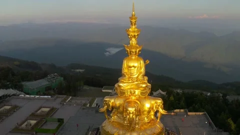 Drone view of emei mountain jinding scenic Stock Footage 134673727