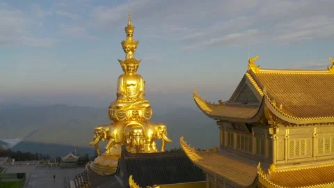 Drone view of emei mountain jinding scenic Stock Footage 134673768