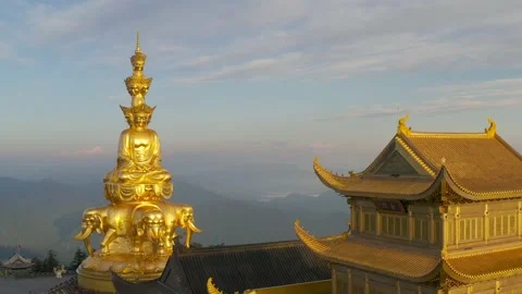 Drone view of emei mountain jinding scenic Stock Footage 134673793