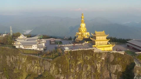 Drone view of emei mountain jinding scenic Stock Footage 134673905