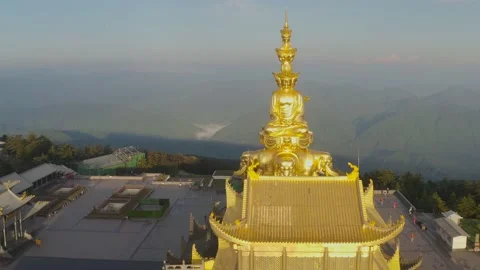 Drone view of emei mountain jinding scenic Stock Footage 134673936