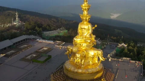 Drone view of emei mountain jinding scenic Stock Footage 134673984