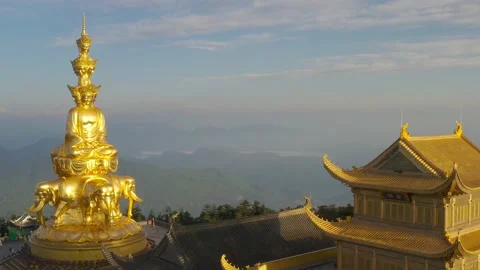 Drone view of emei mountain jinding scenic Stock Footage 134674030