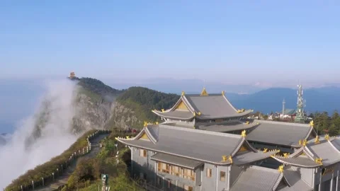 Drone view of emei mountain jinding scenic Stock Footage 134674051