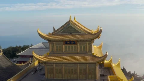 Drone view of emei mountain jinding scenic Stock Footage 134674082