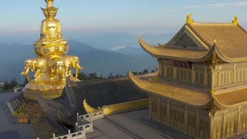 Drone view of emei mountain jinding scenic Stock Footage 134674121