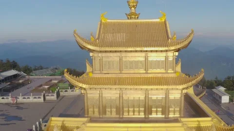 Drone view of emei mountain jinding scenic Stock Footage 134674192