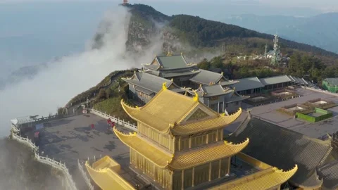 Drone view of emei mountain jinding scenic Stock Footage 134674376