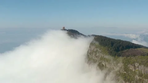 Drone view of emei mountain jinding scenic Stock Footage 134674501