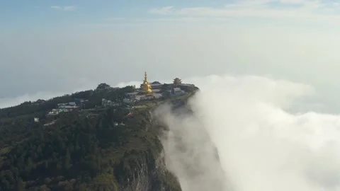 Drone view of emei mountain jinding scenic Stock Footage 134674587