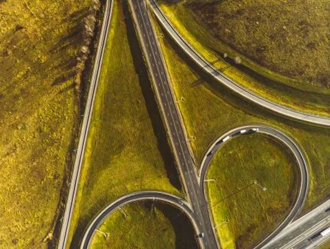 Drone view of empty country side road 写真素材