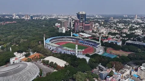 Drone view of empty Kanteerava Indoor Stadium and M. Chinnaswamy Stadium in.. Stock-Footage 330274587