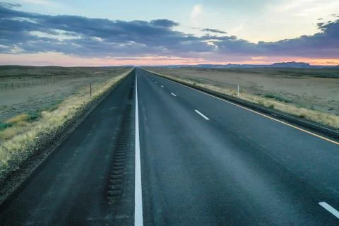 Drone view of an empty, lone road Fotos de archivo