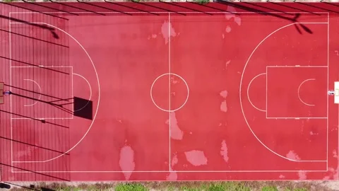 Drone view of empty outdoor basketball court Stock Footage 171923100