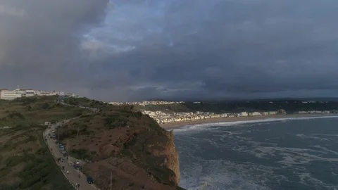 Drone view of an epic sunset from the cliffs in Portugal Stock Footage 111980002