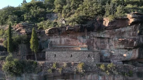 Drone view of Ermita de l’Abellera. Stock Footage 287600350