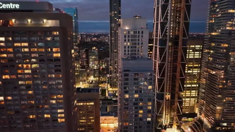 Drone view of the evening Toronto skyline. City lights. Stock-Footage 323098079
