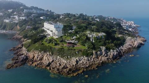 Drone view of Expensive Residential house in Ireland. Sorrento terrace in Dalkey Stock Photos