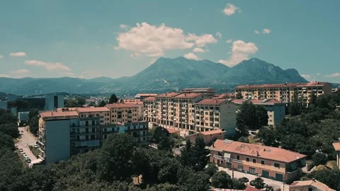 Drone view facing the holy mountain of Montevergine in Avellino Stock Footage 292810094