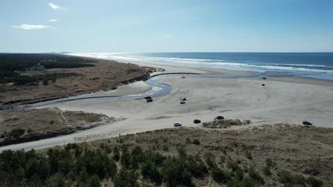 Drone view facing the waters on Ocean Park Beach Stock Footage 270318910
