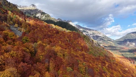 Drone View of Fall Ridge Above Mountain Valley Stock Footage 332924875