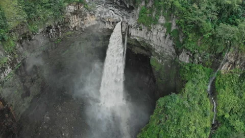Drone view of the falls, Coban Sriti, in East Java, Indonesia Stock Footage 235252109