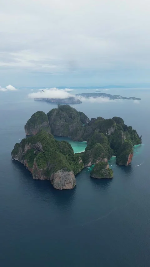 Drone View of Famous Maya Bay in Koh Phi Phi, Thailand Stock Footage 334723035