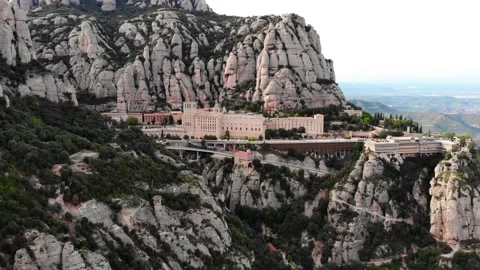 Drone view of the famous Montserrat monastery. Stock Footage 166274232