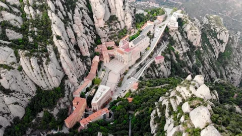 Drone view of the famous Montserrat monastery. Stock Footage 166274587