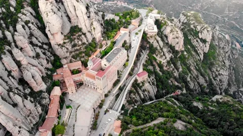 Drone view of the famous Montserrat monastery. Stock Footage 166274709
