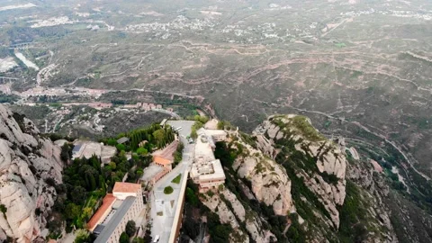 Drone view of the famous Montserrat monastery. Stock Footage 166275012