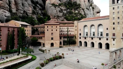 Drone view of the famous Montserrat monastery. Stock Footage 166275033
