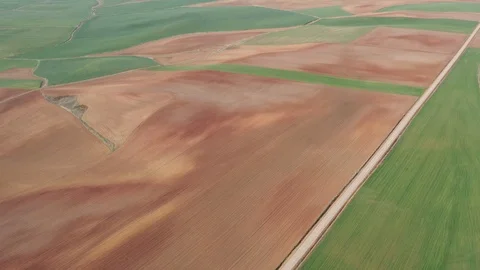 Drone view of farm fields in Spain (3) Stock Footage 112242084