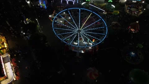 Drone view of ferris wheel at night. Stock-Footage 162078072