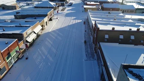 Drone view of a first winters snow on small ks town 3 Stock Footage 83999539