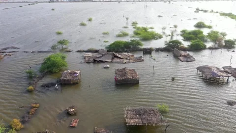 Drone view Floods and flooded houses Stock Footage 272142131
