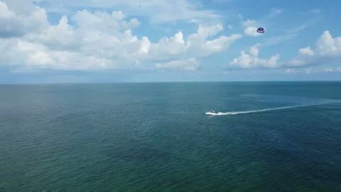 Drone view of Florida keys Parasail trip Stock Footage 282735503
