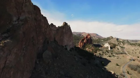 Drone View Flying Along a Rock Face Garden of the Gods 4K Stock Footage 236920281