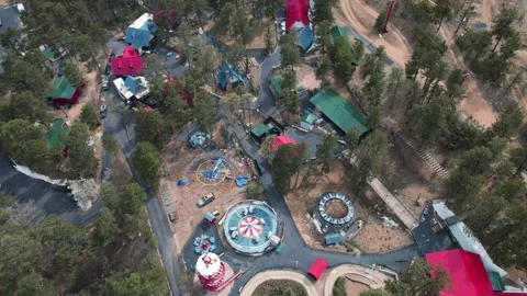 Drone View Flying over Santas Workshop Amusement Park 4K Stock Footage 236928803