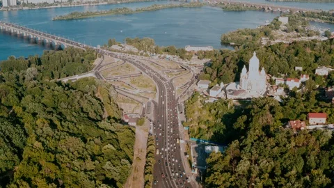 Drone view Flying straight the camera looks at the horizon smoothly landed Stock Footage 111876567