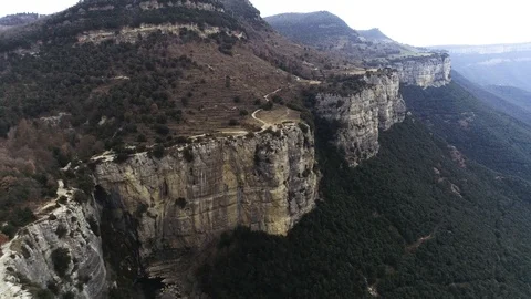 Drone view of forest in a rocky valley Stock Footage 102214582